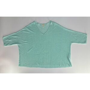 Eileen Fisher Linen 3/4 Sleeves Semi Sheer Top